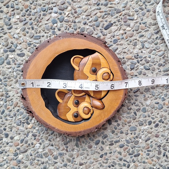 Vintage Handmade Intarsia Wood Raccoon Wall Hanging 3D Art 7" - Picture 7 of 8